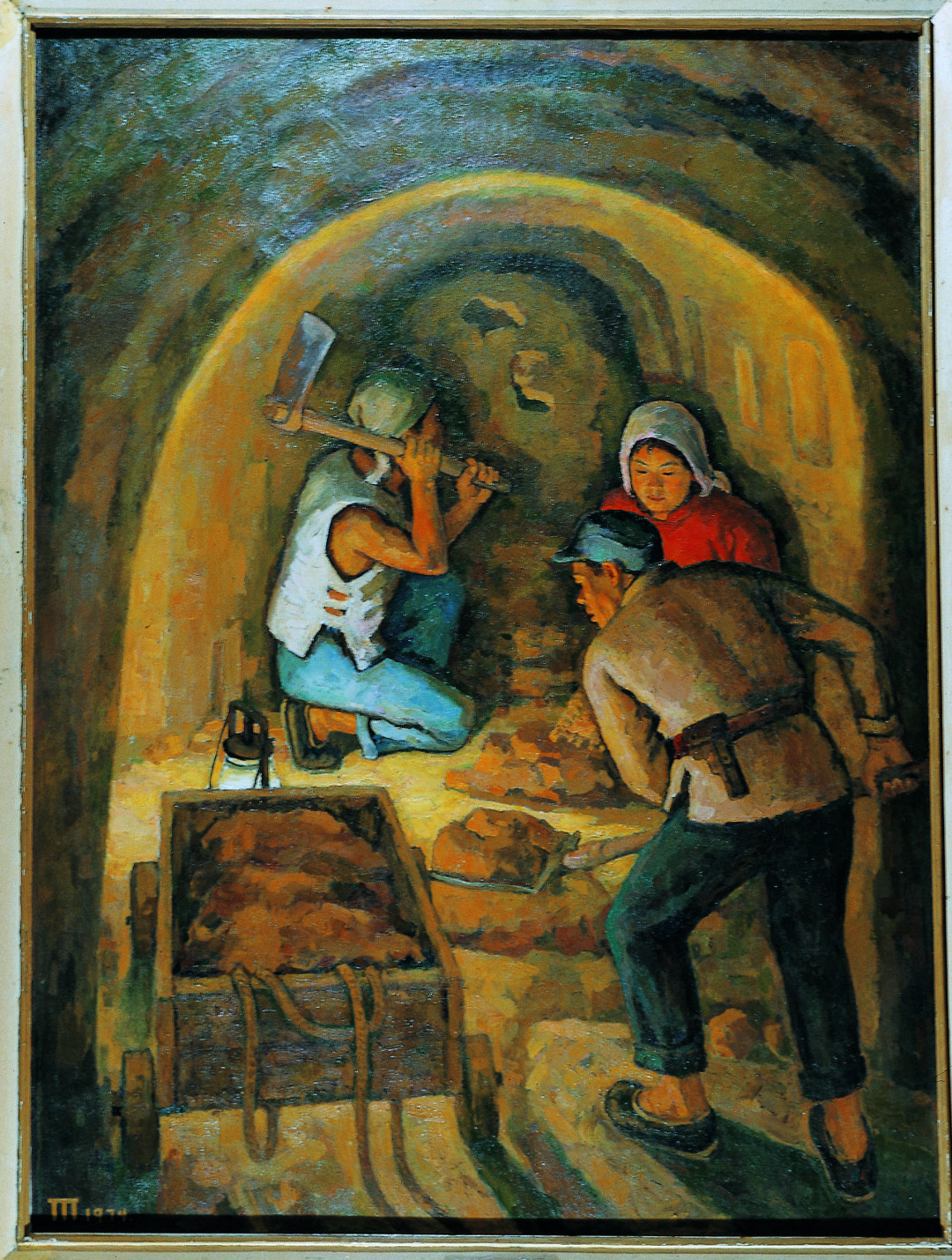 挖地道 1974 胡一川 147.5×116 布面油彩