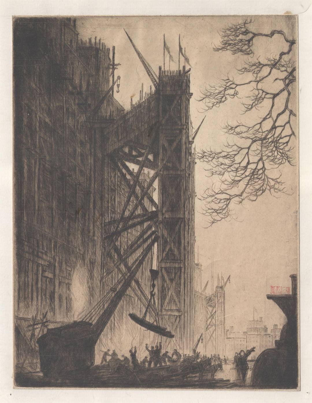 建设中的新北京 1958 陈晓南 43.6×37.9 纸本腐蚀版