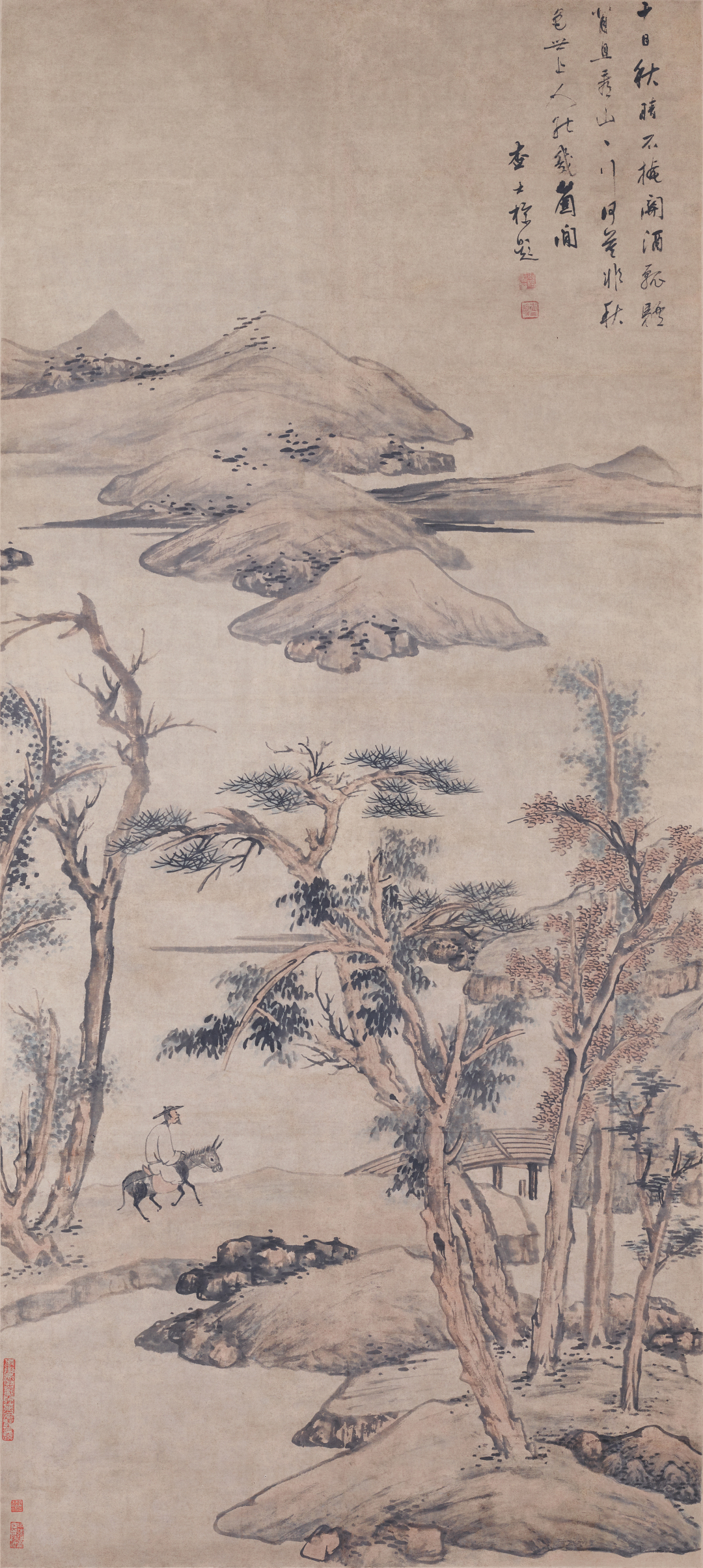 【压缩】B2:2203 査士标 秋林策蹇图轴