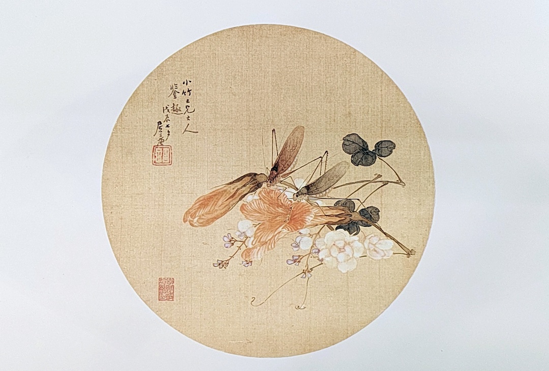 居廉 南瓜花、扁豆、螽斯