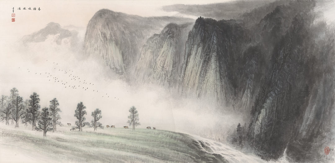 陈金章 国画 春静晓风清