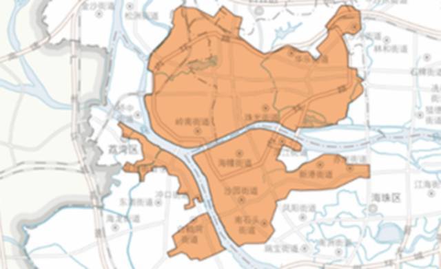 1990年的广州建成区范围。