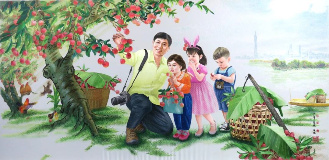 广绣《羊城荔香图》