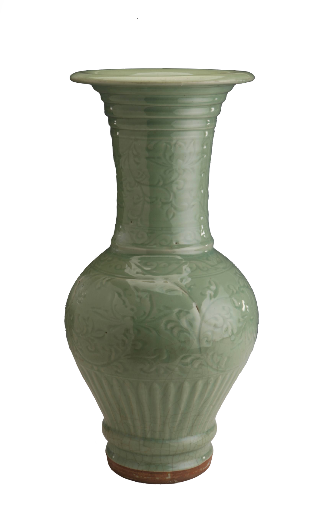 2.龙泉窑青釉刻划缠枝莲纹凤纹尊