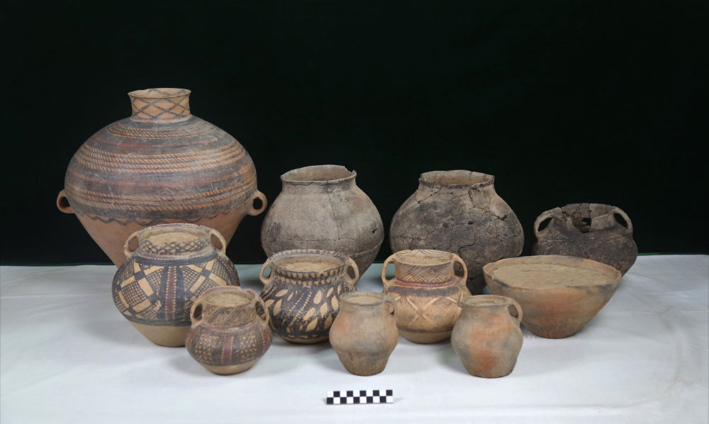 甘肃临洮县寺洼遗址出土的陶器(资料照片)。新华社发(考古杂志社供图)