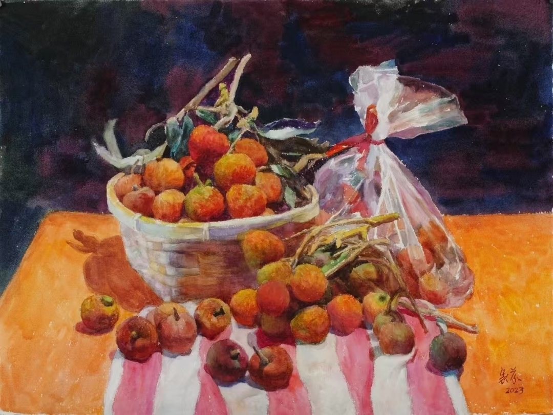 荔枝 56m×76cm 水彩画