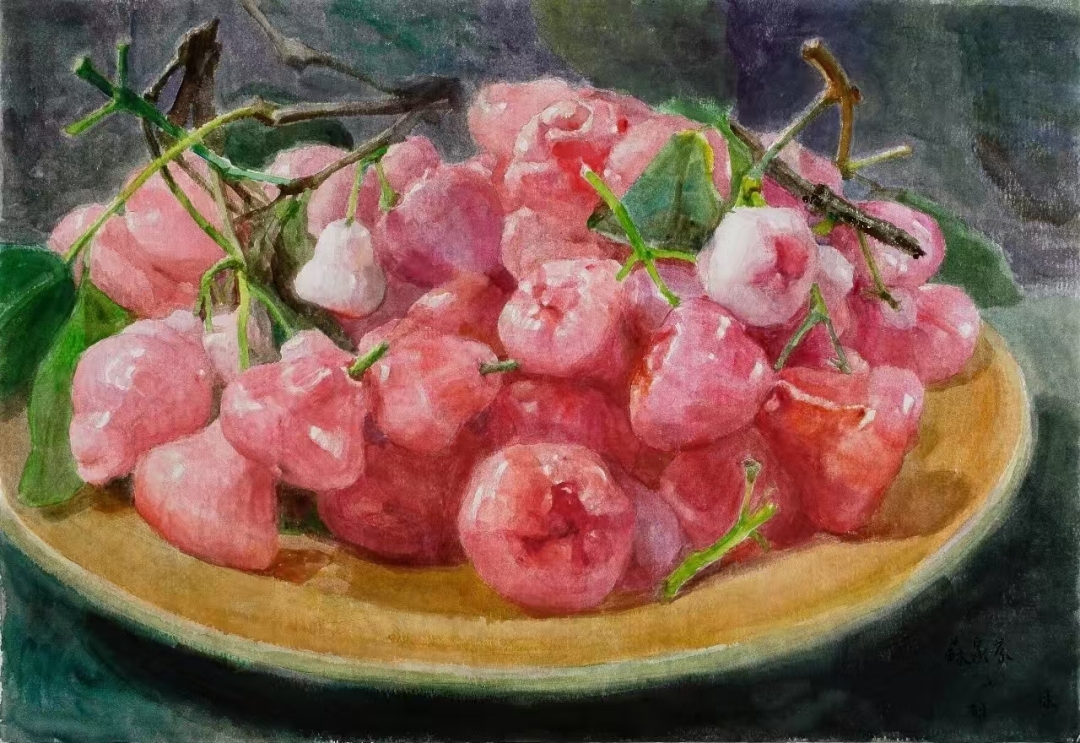 小洲村的水葡萄 56m×76cm 水彩画