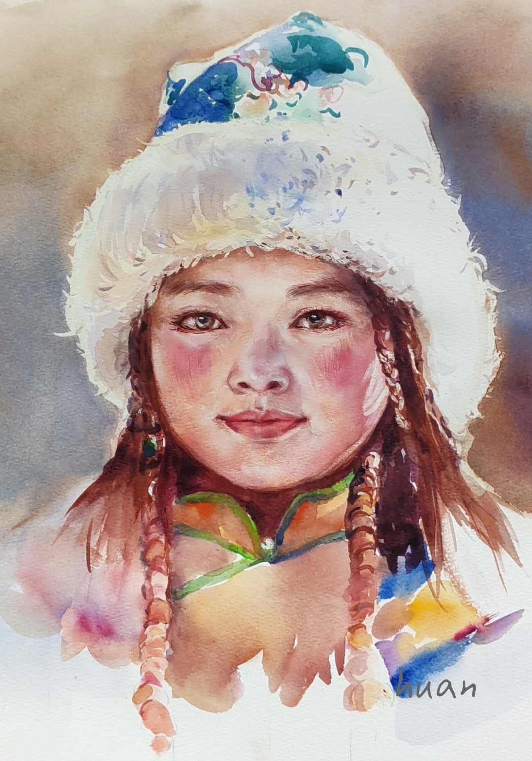 17罗瑞环(蒙族女孩)水彩.jpg 17罗瑞环(蒙族女孩)水彩.jpg