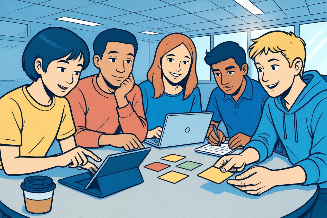 中国学生小组组队漫画特写