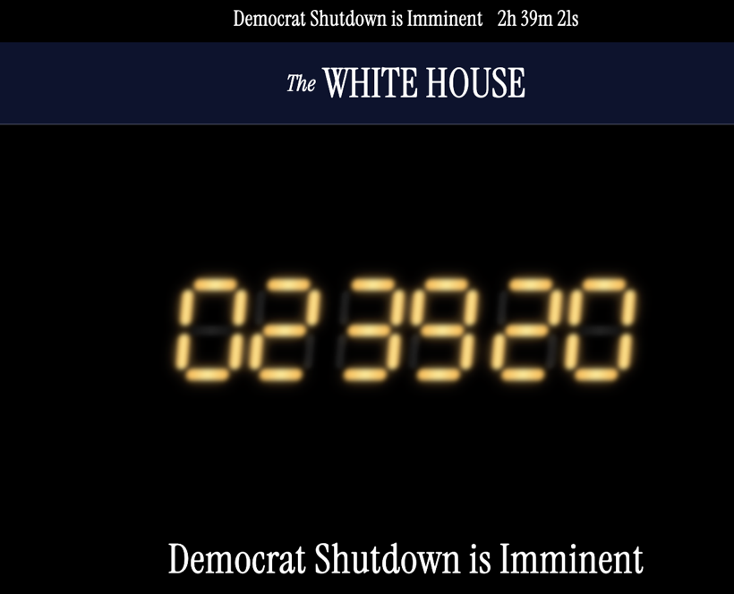白宫网站此前推出的政府关门倒计时钟