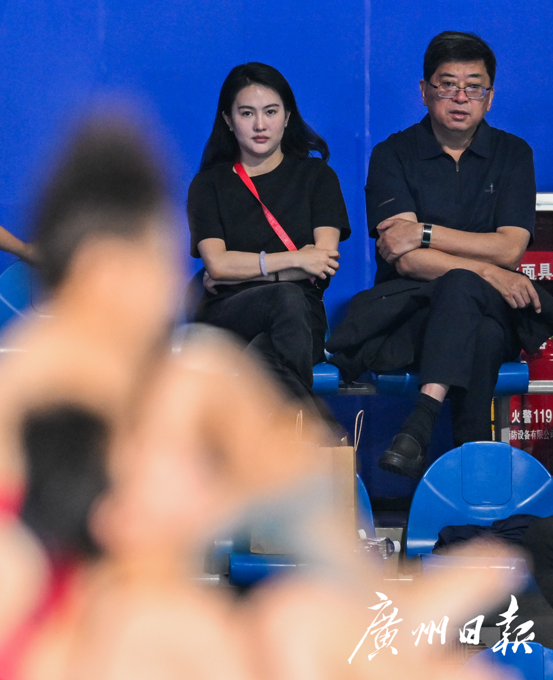 十五运会跳水项目女子双人10跳台预赛,中国国家跳水队教练陈若琳现场观赛。 十五运会跳水项目女子双人10跳台预赛,中国国家跳水队教练陈若琳现场观赛。