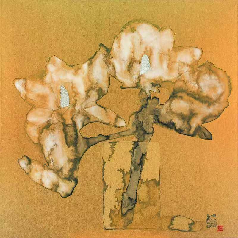 1. 广美-林蓝《喜悦》104x104cm纸本设色2019年