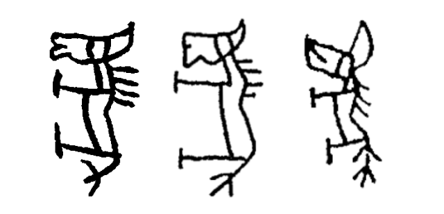 甲骨文中的几例“马”字。本文中的甲骨文图片均来自李宗焜《甲骨文字编》（中华书局2012年版）。