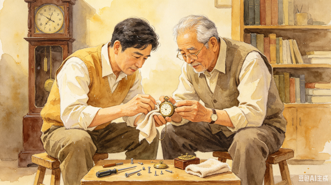 水彩画:父子摆弄物件.png 水彩画:父子摆弄物件.png