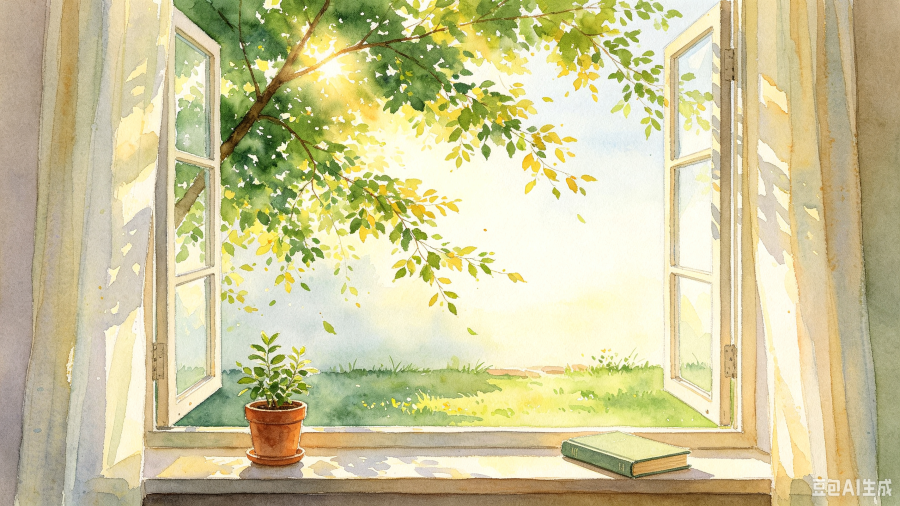 水彩画风格用心写作图.png 水彩画风格用心写作图.png