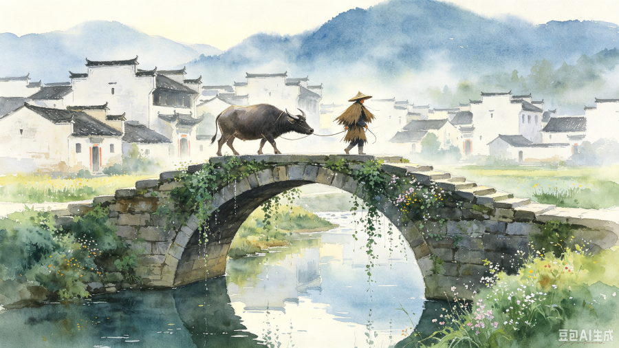 皖南古村水彩画.png 皖南古村水彩画.png